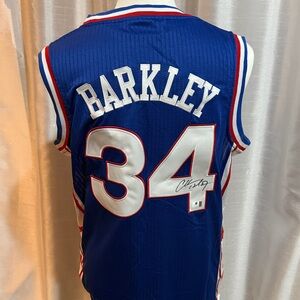 adidas Royal Blue Barkley #34 Basketball Jersey with White and Red Trim